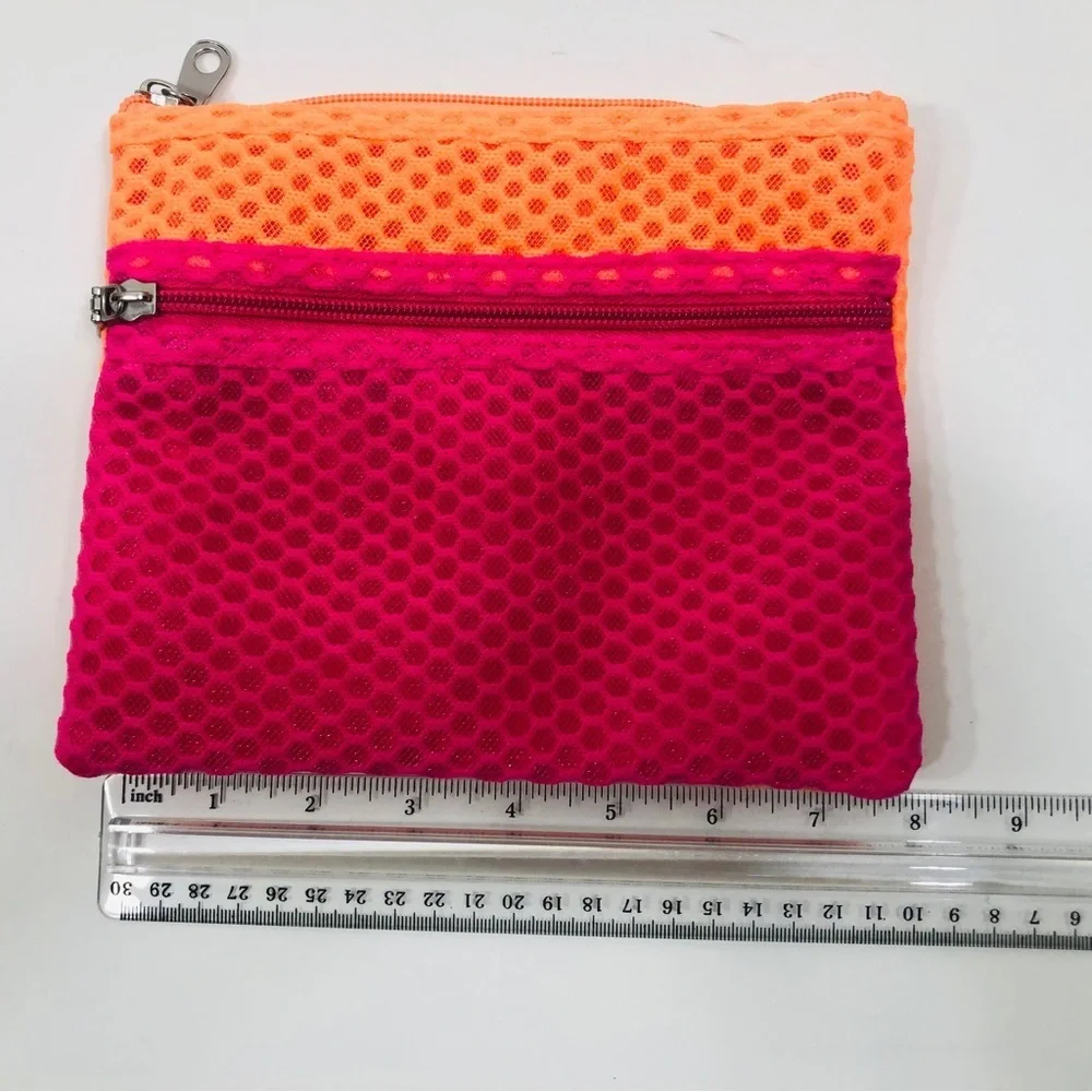 Pink/Orange Color block cosmetic bag